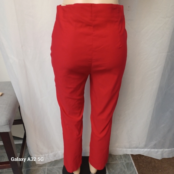 Rafaella Red Cropped Ankle Pants High-Waisted Size 10 - Picture 5 of 11